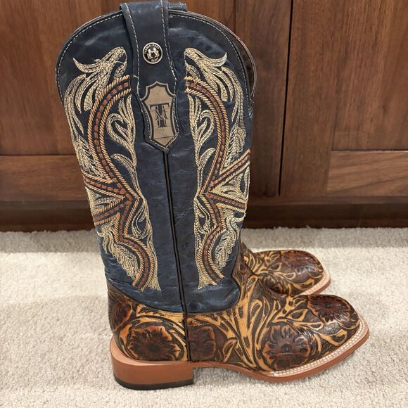 NEW Tanner Mark Jaw Dropper Hand Tooled Western Boots Orix Square Toe Womens 11 - Picture 3 of 13